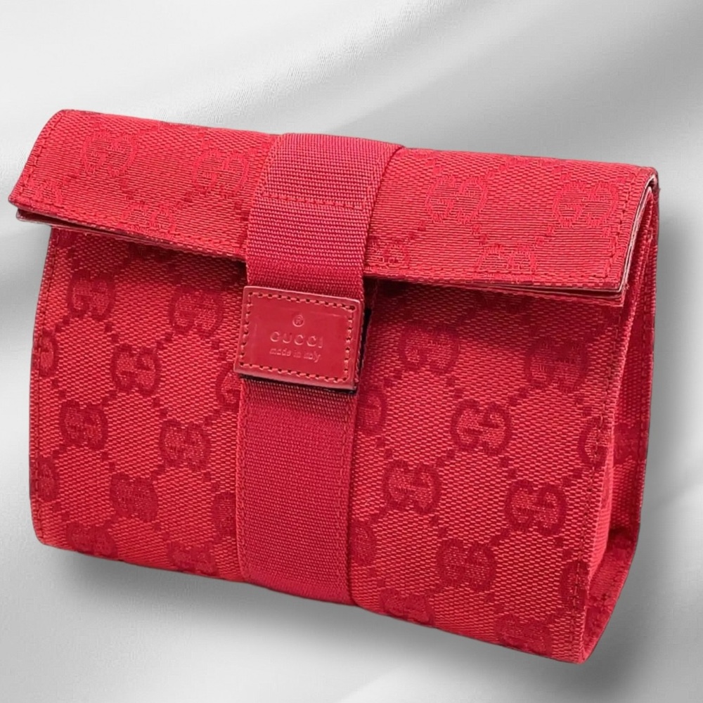 Pre-Loved Gucci Cosmetic Pouch - Red Canvas